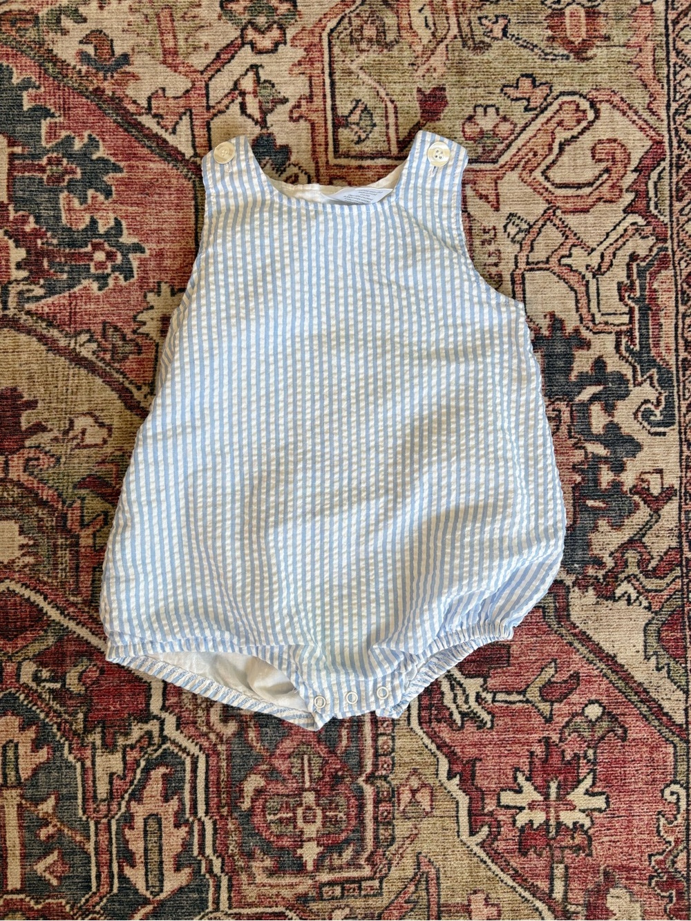 Blue & White Seersucker Romper